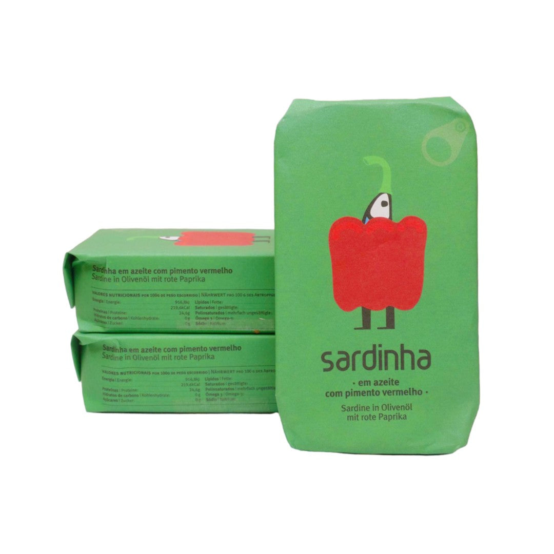 Sardinen in Olivenöl mit roter Paprika, 120g
