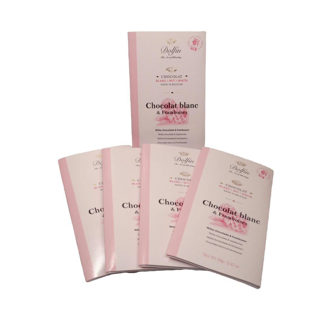 Dolfin - Weiße Schokolade mit Himbeeren, 70g